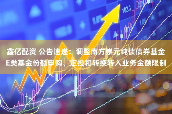 鑫亿配资 公告速递：调整南方崇元纯债债券基金E类基金份额申购、定投和转换转入业务金额限制