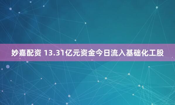 妙嘉配资 13.31亿元资金今日流入基础化工股